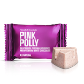 Chokolade Bites med lakrids og hindbær - Pink Polly fra Simply Chocolate Flowpack 10 g